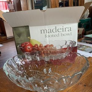 Vintage Indiana Glass Madeira Footed Bowl in Original Box